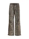 Ganni Womens Izey Leopard-print Mid-rise Straight-leg Organic-cotton Blend Stretch-denim Jeans