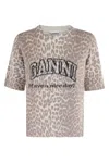 Ganni Leopard Print Wool Mix T-shirt