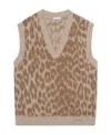Ganni Leopard Jacquard Oversized Vest In Brown