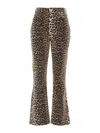Ganni Print Denim Betzy Cropped Jeans Leopard In Brown