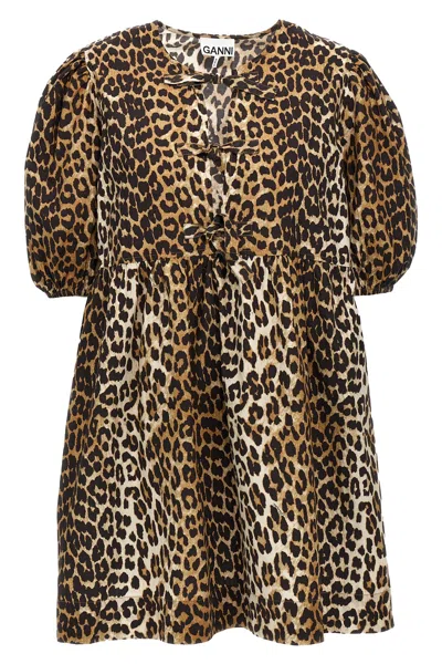 GANNI LEOPARD POPLIN DRESS