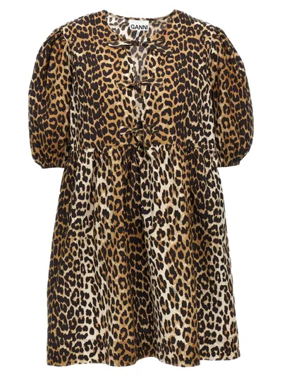 GANNI GANNI LEOPARD POPLIN DRESS