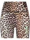 Ganni Leopard-print Stretch Recycled Cycling Shorts In Animalier