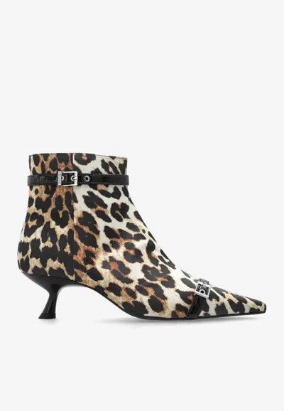 GANNI LEOPARD PRINT ANKLE BOOTS