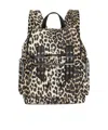 Ganni Backpack Leopard Print Zip Pockets In Black