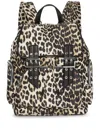 Ganni Backpack Leopard Print Zip Pockets In Brown