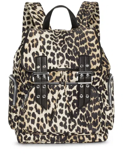 GANNI LEOPARD-PRINT BACKPACK