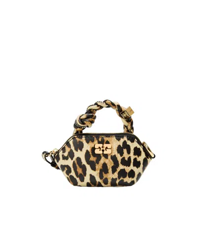 Ganni Leopard Print Bag Charm In Black