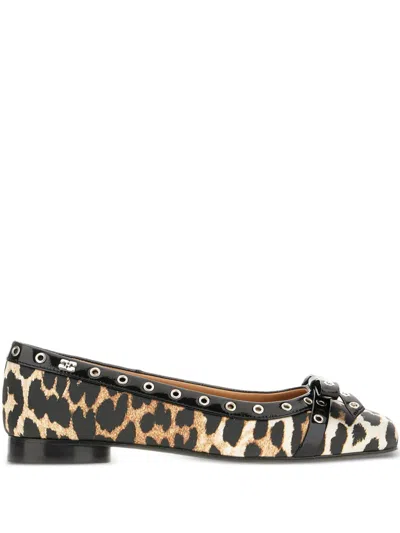 GANNI LEOPARD-PRINT BALLERINA SHOES