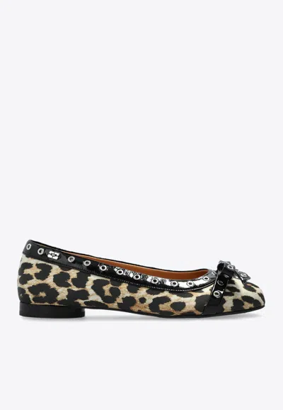 GANNI LEOPARD-PRINT BALLET FLATS