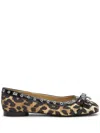 Ganni Eyelet Bow Leopard-print Satin Ballet Flats