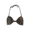 Ganni Leopard Print Bandeau Bikini Top