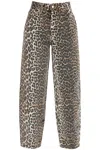 Ganni Stary Barrel Jeans In Leopard In Brown