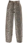 Ganni Stary Barrel Jeans In Leopard In Brown