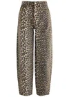 Ganni Stary Barrel Jeans In Leopard In Leopard