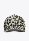Ganni Leopard Print Baseball Cap In Beige