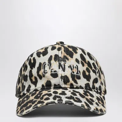 Ganni Leopard Print Baseball Cap Women In Multi