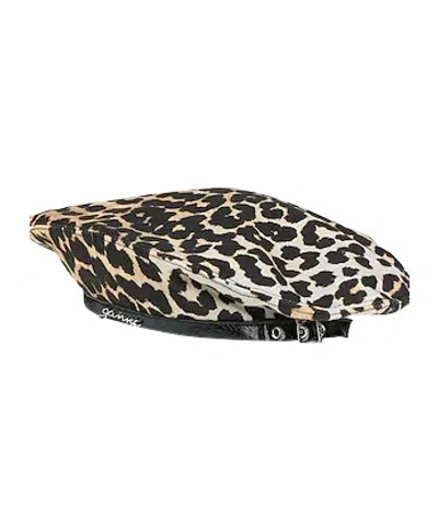 Ganni Leopard Print Beret In Animal Print