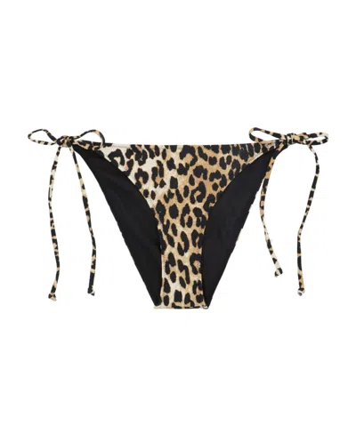 Ganni Leopard-print Bikini Briefs In Animal Print