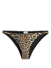 Ganni Recycled Leopard Printed Emblem Mini Briefs In Brown