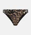 Ganni Leopard-print Bikini Bottoms In Multicoloured