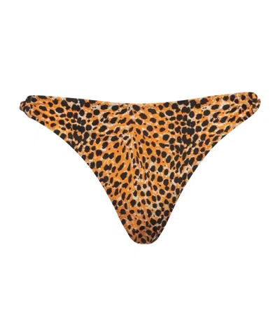 Ganni Leopard Print Bikini Bottoms In Orange