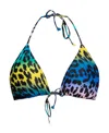 Ganni Leopard-print Bikini Top In Black