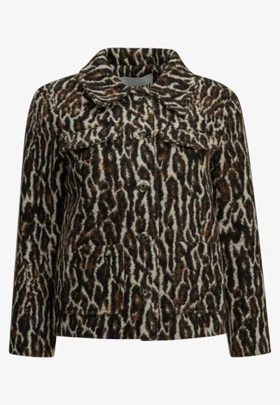 Ganni Leopard Print Blazer In Animal Print