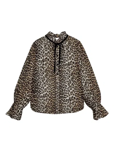 GANNI LEOPARD-PRINT BLOUSE