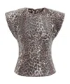 Ganni Leopard-print Blouse In Gray