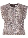 Ganni Leopard Blouse With Sequins In Neutrals