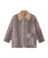 Ganni Long Sleeve Animal Print Jacket With Wide Collar In Black