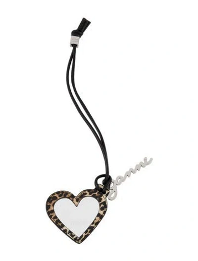 Pre-owned Ganni Leopard Print Bou Heart Mirror In Neutral