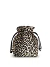 Ganni Bucket Pouch With Leopard Print In Animal Print