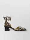Ganni Leopard Print Feminine Buckle Open Cut Pumps