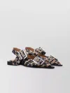 Ganni Multicolor Ballet Shoes With Double Buckle And All-over Leopard Print