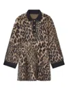 Ganni Leopard-print Button Mini Dress In Brown