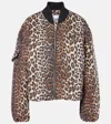 Ganni Printed Canvas Bomber Jacket Leopard In Brown