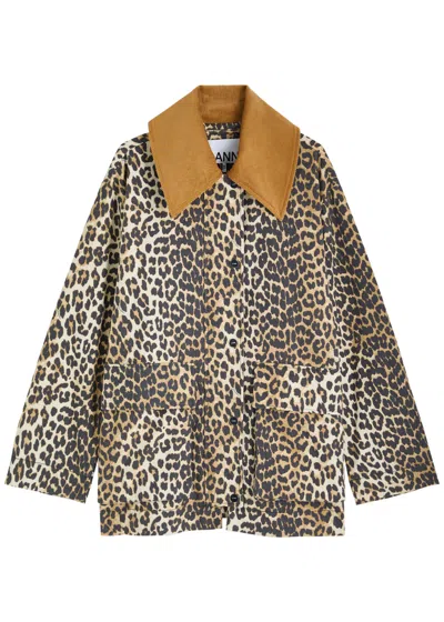 GANNI GANNI LEOPARD-PRINT CANVAS JACKET