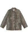 Ganni Leopard-print Canvas Shirt Jacket In Gray