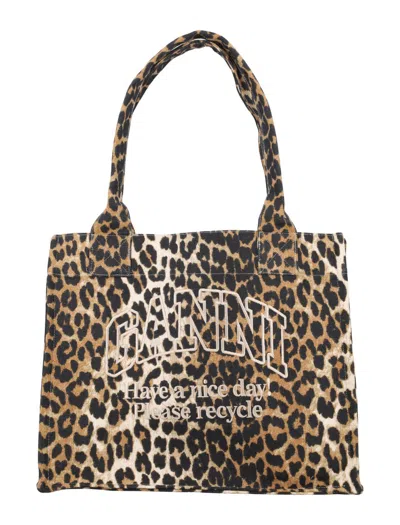 Ganni Leopard-print Canvas Tote Bag In Animal Print