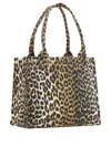 Ganni Leopard-print Canvas Tote Bag In Neutral