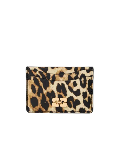 Ganni Leopard Print Card Holder In Multi