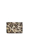 Ganni Bou Leopard-print Leather Card Holder In Brown