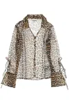 Ganni Leopard-print Chiffon Shirt In Almond Milk (brown)