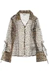 Ganni Leopard-print Chiffon Shirt In Brown