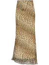 Ganni Long Chiffon Animal Print Maxi Skirt In 中性色