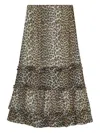 Ganni Animal Print Flared Layered Leopard Skirt