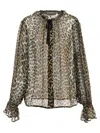 Ganni Printed Viscose Chiffon Tie String Shirt Shirts Animalier In Animal Print