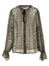 Ganni Printed Viscose Chiffon Tie String Shirt Shirts Animalier In Animal Print